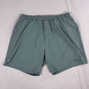 Saucony Running Shorts Mens XXL Sage Green Excellent 7 Inch Inseam Lined Pocket